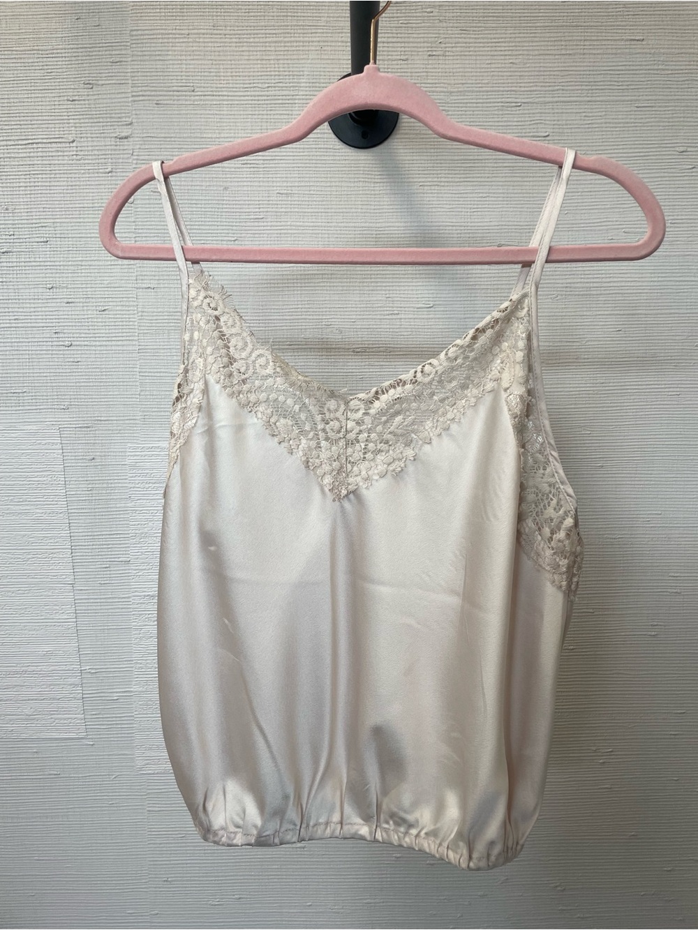 Bluivy Cream Satin Lace Trim Camisole